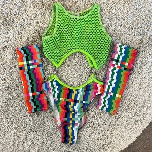 Rave body suit. Multicolor